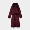 Peignoir effet velours &agrave; capuche prune femme