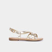 Sandales plates brides croisées jaune or femme