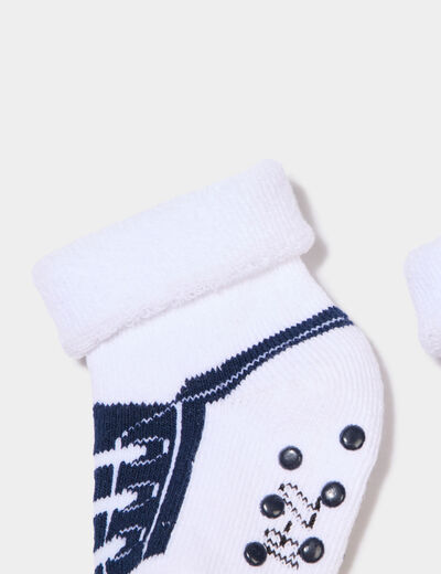 Chaussettes bottons en coton majoritaire bleu marine bébé