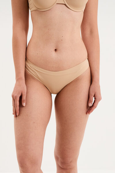 Culotte microfibre sans coutures beige femme