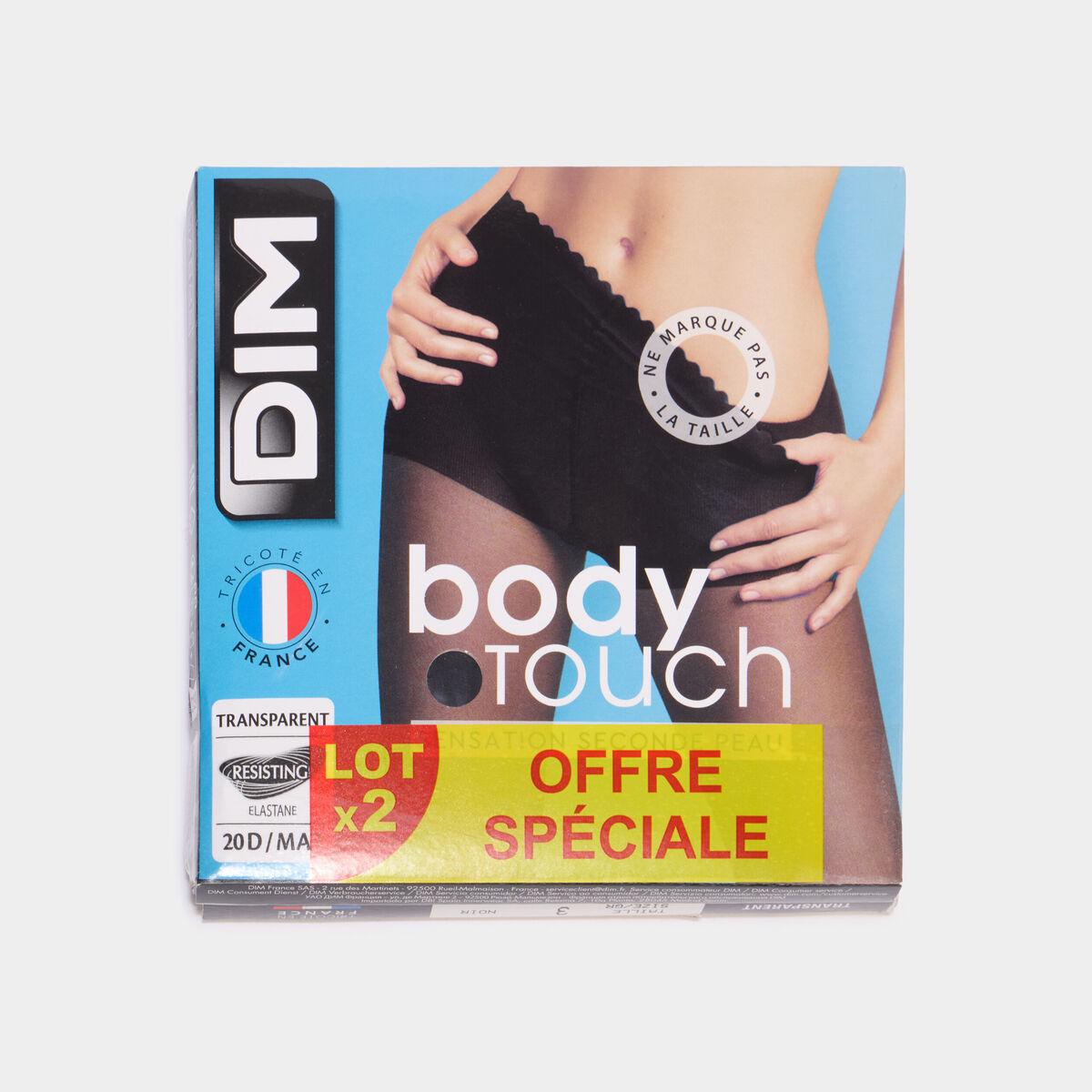 Lot 2 collants 20 D DIM Body Touch noir femme