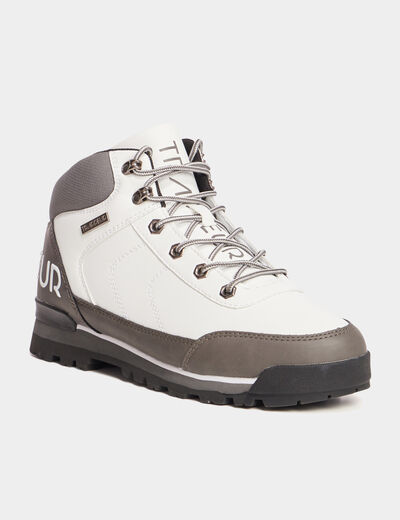 Bottines montantes semelles crant&eacute;es blanc homme