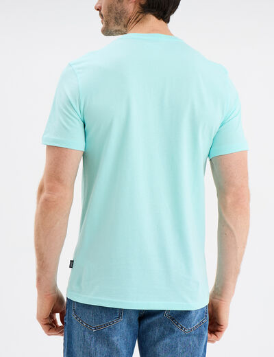 T-shirt col rond manches courtes coton bleu turquoise homme