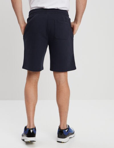 Short jogging molletonné droit bleu marine homme
