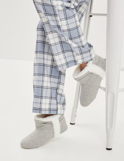 Chaussons bottines fourrées gris femme