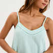 Haut de pyjama d&eacute;bardeur gaze de coton bleu clair femme