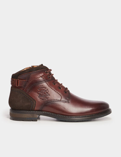 Boots zippées en cuir marron homme