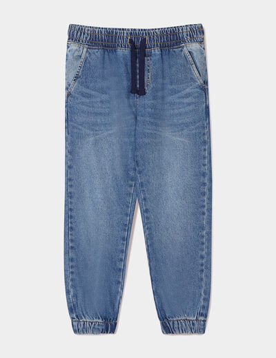 Jeans jogger regular taille élastiquée denim stone garçon