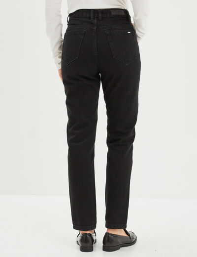 Jeans mom 7/8ème taille haute coton denim noir femme