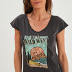T-shirt oversize col en V Liberto noir femme