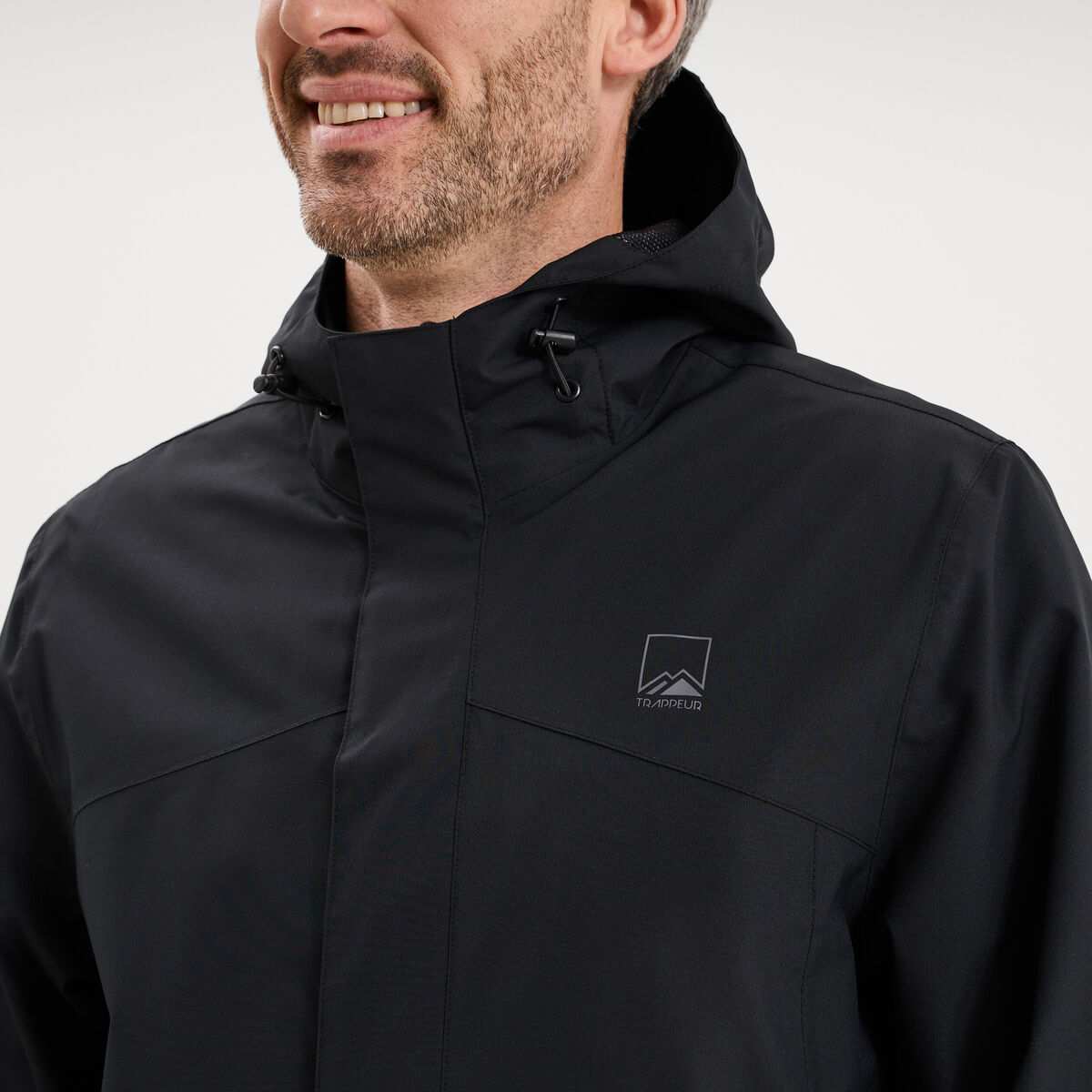 Blouson coupe-vent imperm&eacute;able &agrave; capuche noir homme