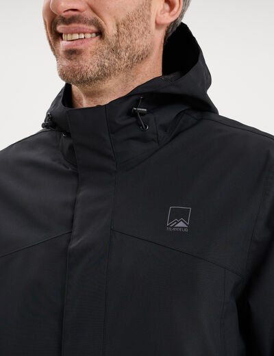 Blouson coupe-vent imperm&eacute;able &agrave; capuche noir homme