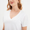 T-shirt manches courtes col en V coton blanc femme