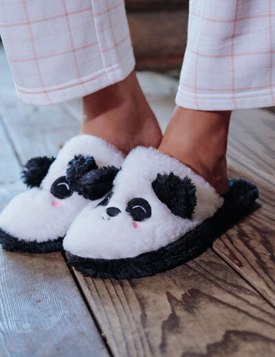 Chaussons mules fantaisie noir femme
