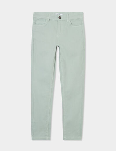 Pantalon skinny 5 poches coton vert pastel fille