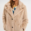 Manteau long fausse fourrure beige femme
