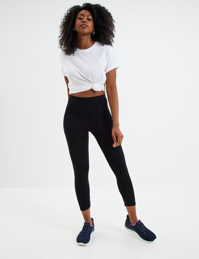 Legging élastiqué 7/8ème noir femme