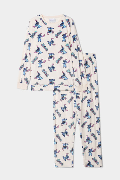 Coffret ensemble pyjama velours Stitch rose clair femme