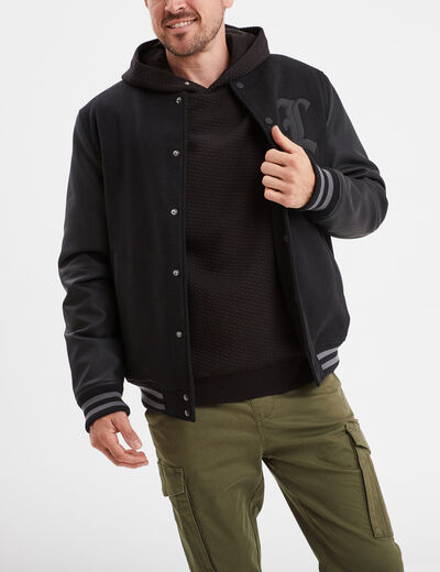 Veste teddy manches longues Liberto noir homme