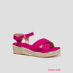 Sandales compensées brides croisées rose femme