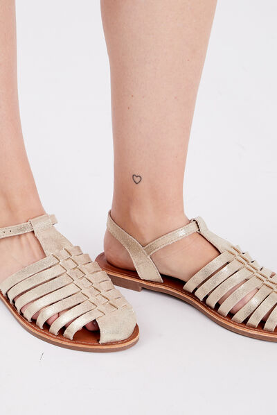 Sandales multibrides Creeks jaune or femme