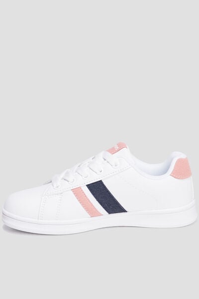 Baskets &agrave; lacets blanc fille
