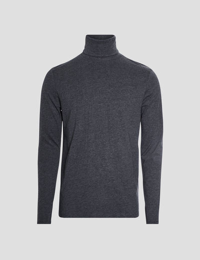 T-shirt col roulé manches longues gris foncé homme