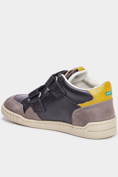 Baskets montantes en cuir Kickers gris garçon