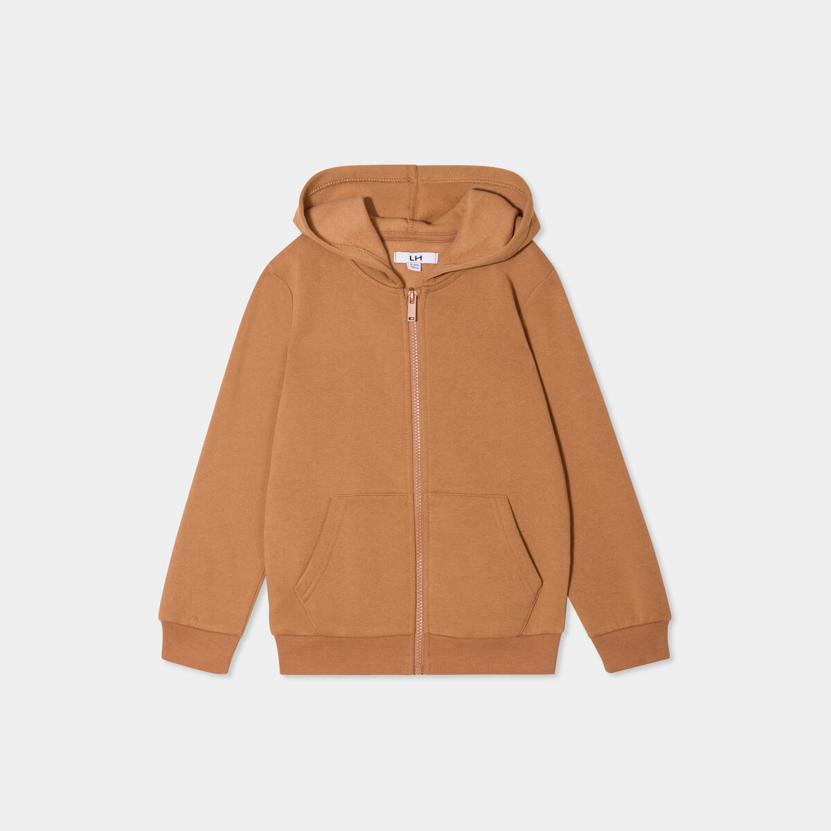 Sweat zippé à capuche et poches camel garçon