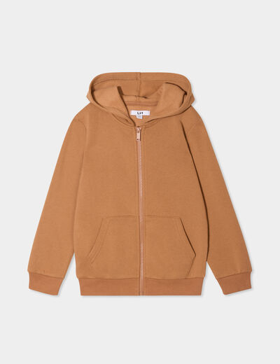 Sweat zippé à capuche et poches camel garçon