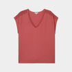 T-shirt bandes dentelle col en V vieux rose femme grande taille