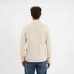 Pull col montant boutonn&eacute; et torsades ecru homme