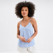 Haut de pyjama débardeur gaze de coton bleu ciel femme