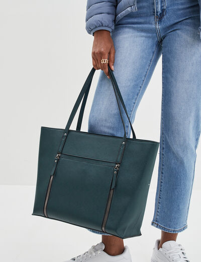 Sac cabas trapèze bleu canard femme