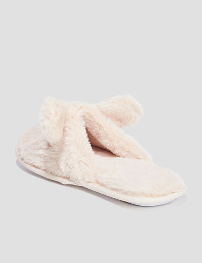 Chaussons mules fausse fourrure sable femme