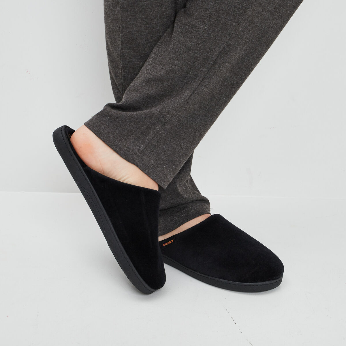 Chaussons mules Isotoner noir homme