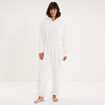 Combinaison polaire zipp&eacute;e &agrave; capuche blanc femme