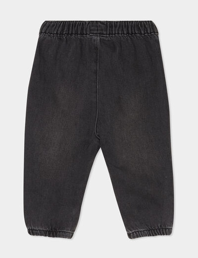 Jeans bas élastiqué coton denim noir bébé fille