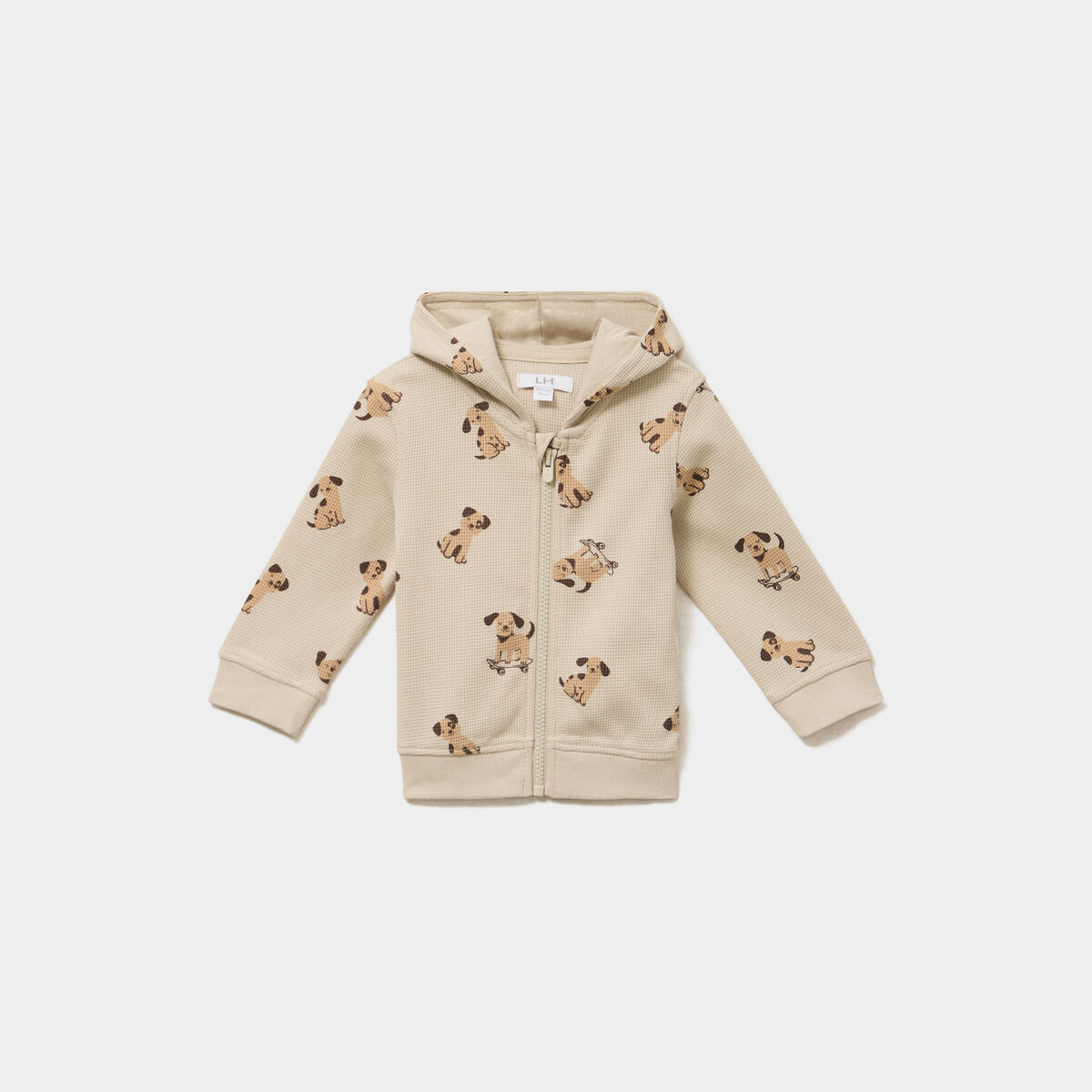 Sweat zipp&eacute; &agrave; capuche coton ecru b&eacute;b&eacute; gar&ccedil;on