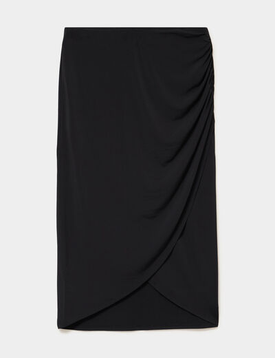 Jupe longue portefeuille noir femme