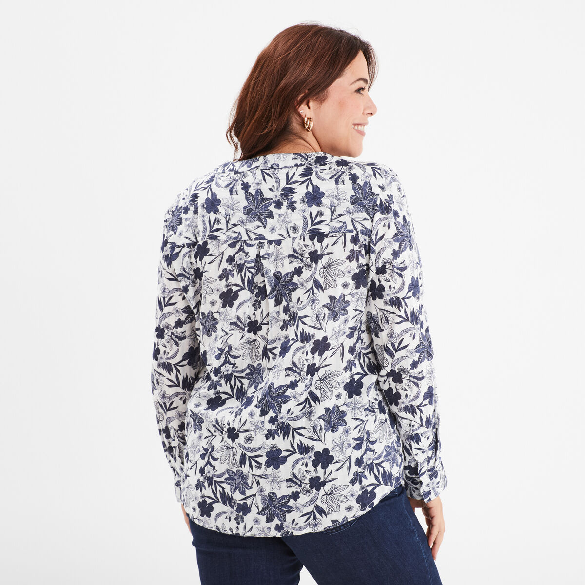 Chemise col mao Modavista ecru femme grande taille