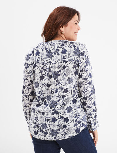 Chemise col mao Modavista ecru femme grande taille