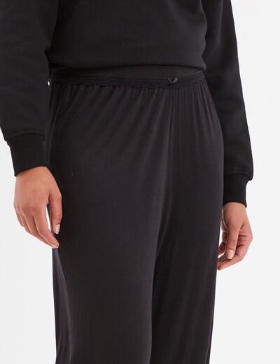 Pantalon de pyjama droit fluide noir femme