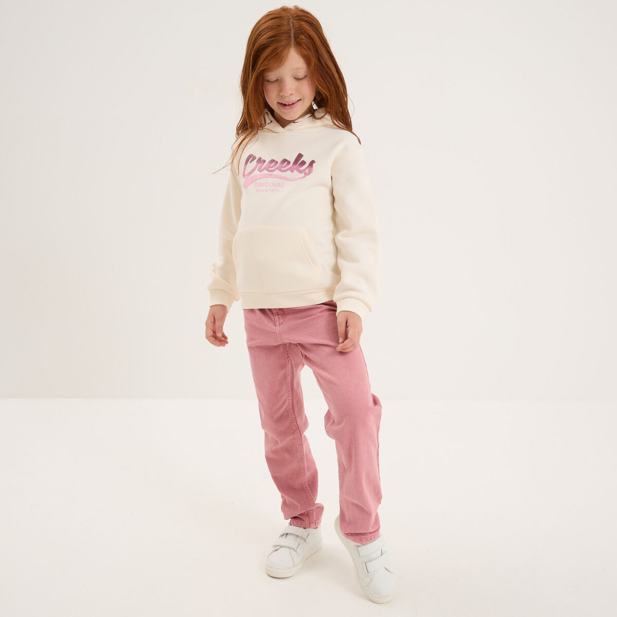 Pantalon paperbag mom taille élastiquée vieux rose fille