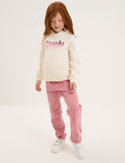 Pantalon paperbag mom taille élastiquée vieux rose fille