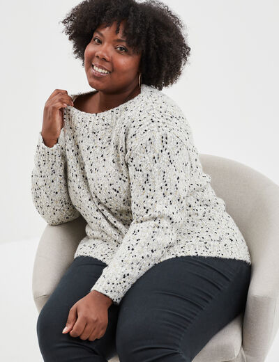 Pull col bateau blanc femme grande taille