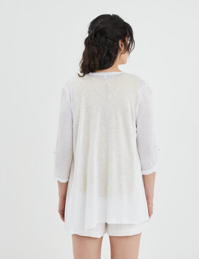 Gilet manches 3/4 blanc femme