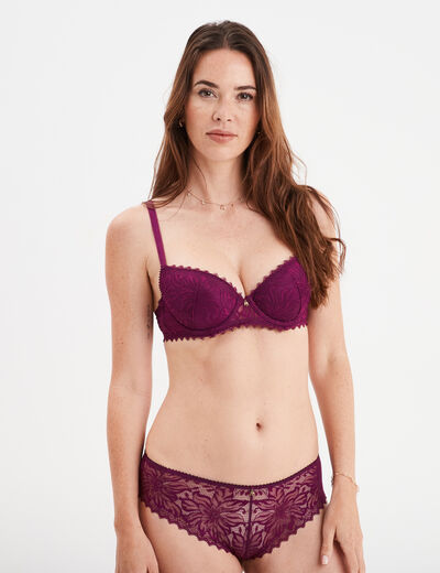 Soutien-gorge corbeille paddé dentelle rouge femme