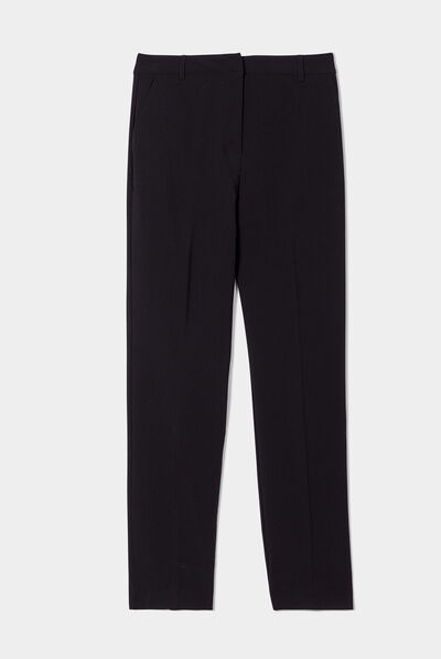 Pantalon city droit à pinces noir femme