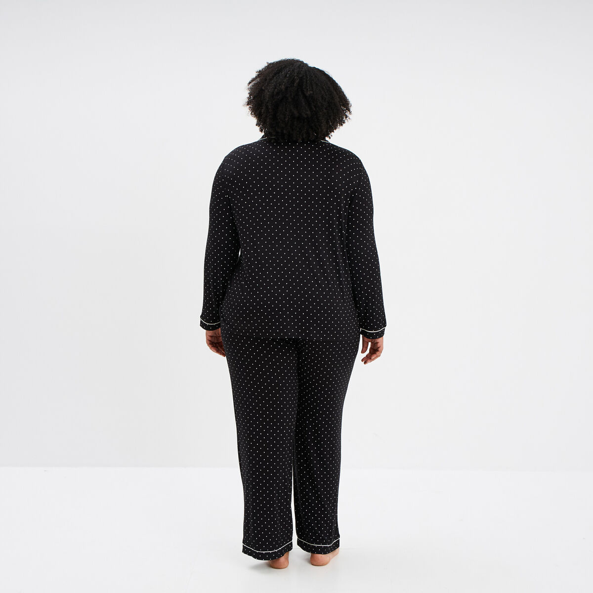 Ensemble pyjama chemise et pantalon noir femme grande taille